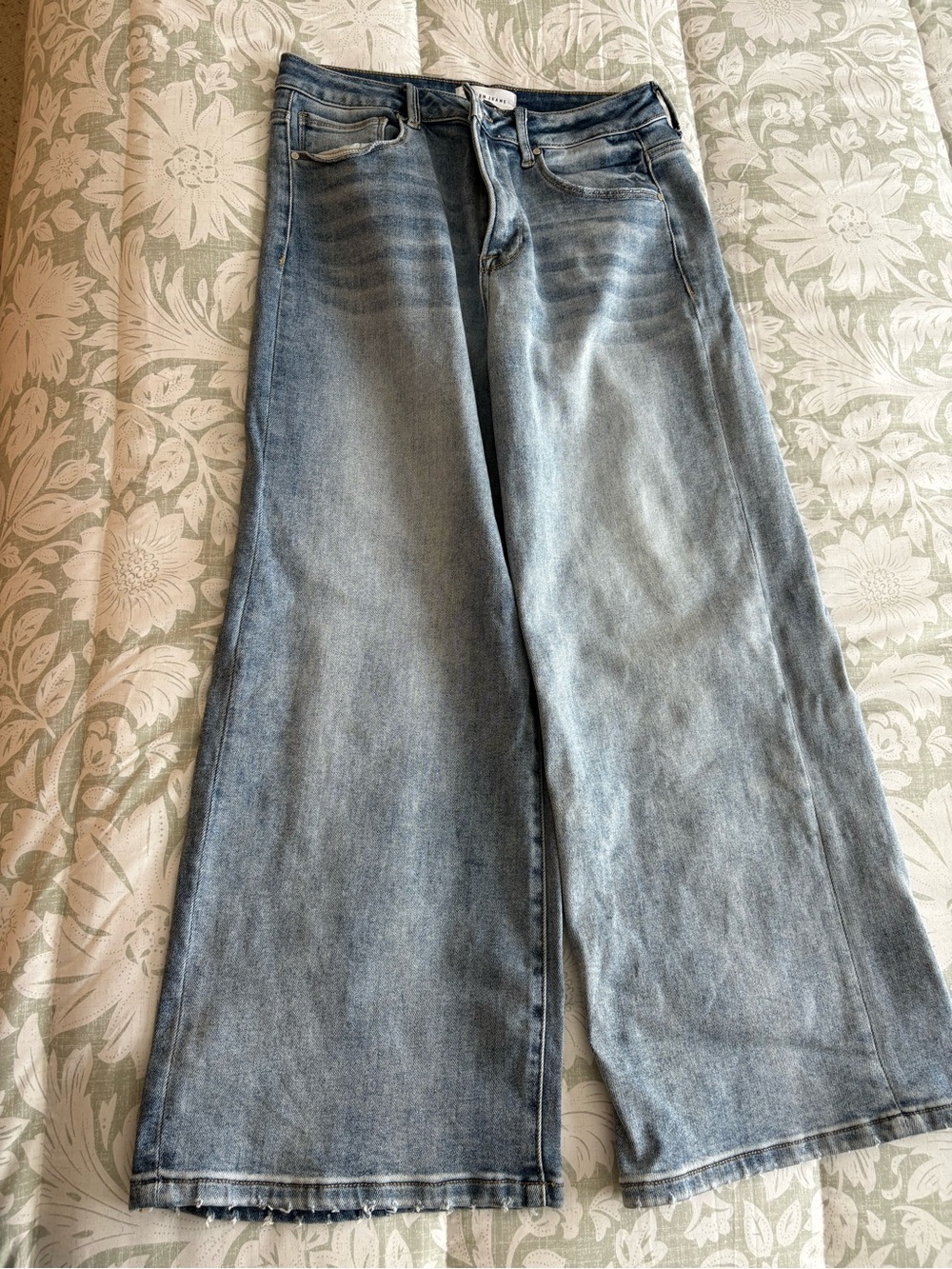 Risen Light Wash Wide Leg Jeans